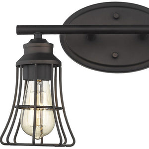 HomeRoots Two Light Bronze Cage Wall Sconce - Vintage-Industrial Design for Hallways, Entryways & Vanities 398715