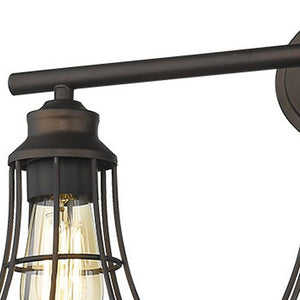 Homeroots Three Light Bronze Cage Wall Light  Metal 398717