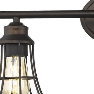 Homeroots Three Light Bronze Cage Wall Light  Metal 398717