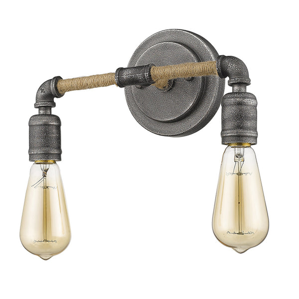 Homeroots Two Light Industrial Textured Gray Wall Light   398723