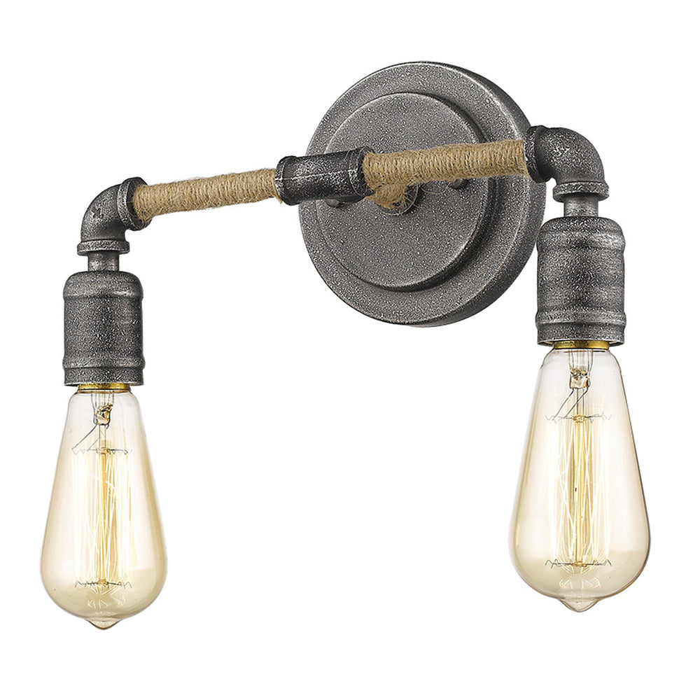 Homeroots Two Light Industrial Textured Gray Wall Light   398723