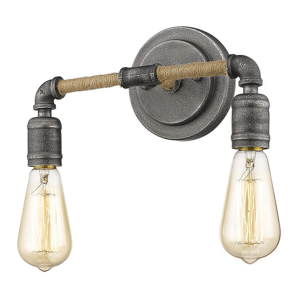 Homeroots Two Light Industrial Textured Gray Wall Light   398723