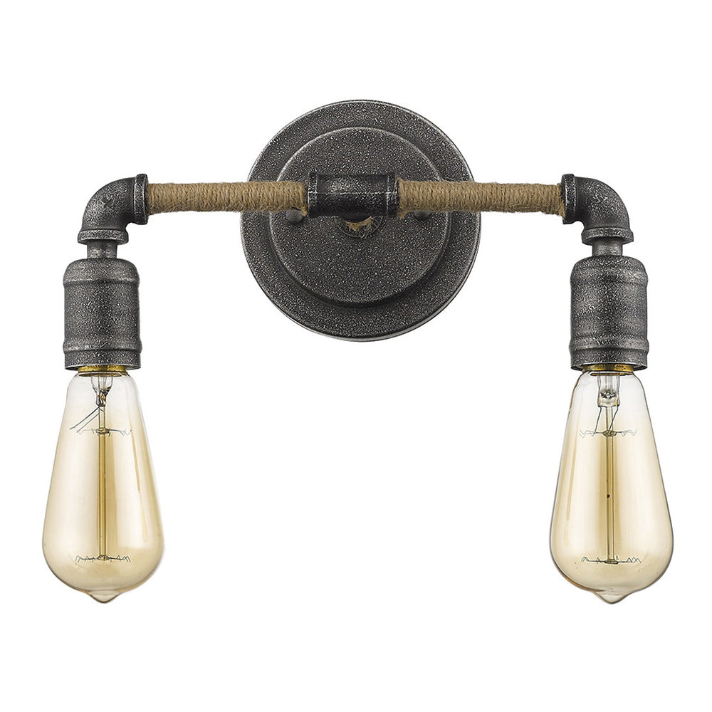 Homeroots Two Light Industrial Textured Gray Wall Light   398723