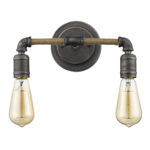 Homeroots Two Light Industrial Textured Gray Wall Light   398723