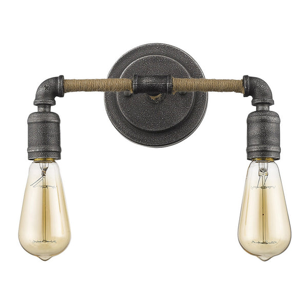 Homeroots Two Light Industrial Textured Gray Wall Light   398723