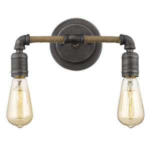 Homeroots Two Light Industrial Textured Gray Wall Light   398723