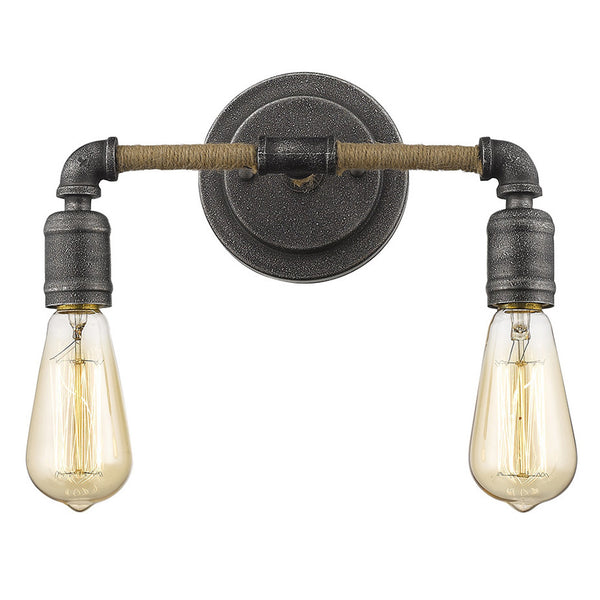 Homeroots Two Light Industrial Textured Gray Wall Light   398723