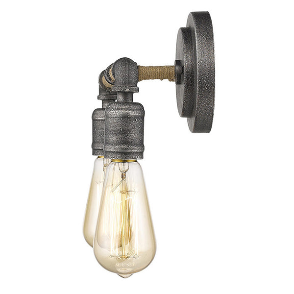 Homeroots Two Light Industrial Textured Gray Wall Light   398723