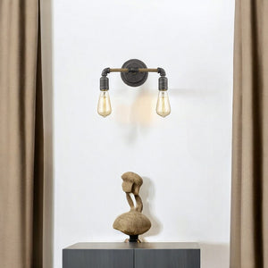 HomeRoots Two Light Industrial Textured Gray Wall Sconce - Rustic Charm for Living Rooms, Hallways & More 398723
