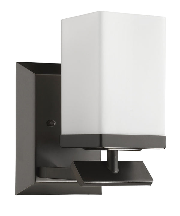 Homeroots One Light Bronze Frosted Glass Wall Sconce   398724