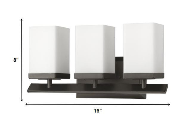 Homeroots Three Light Bronze Frosted Glass Wall Sconce   398726