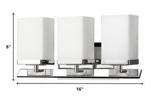 Homeroots Three Light Silver Frosted Glass Wall Sconce   398727