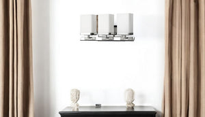 HomeRoots Three Light Silver Wall Sconce with Frosted Glass Shades – Modern Design for Ambient Illumination 398727