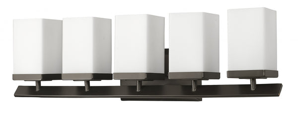 Homeroots Burgundy 5-light Oil-rubbed Bronze Vanity Light With Etched Glass Shades   398728