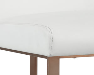 Sunpan Dean Bar Stool with Exposed Brass Frame and Luxurious Bonded Leather for Stylish Spaces Antique Brass / Cantina White