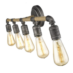 28 Inch Black Metal Five Bulb Vanity Light Fixture for Modern Bathroom Illumination