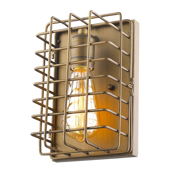 Homeroots Light Gold Cage Wall Sconce   398732
