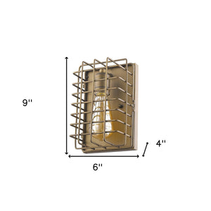 Homeroots Light Gold Cage Wall Sconce   398732