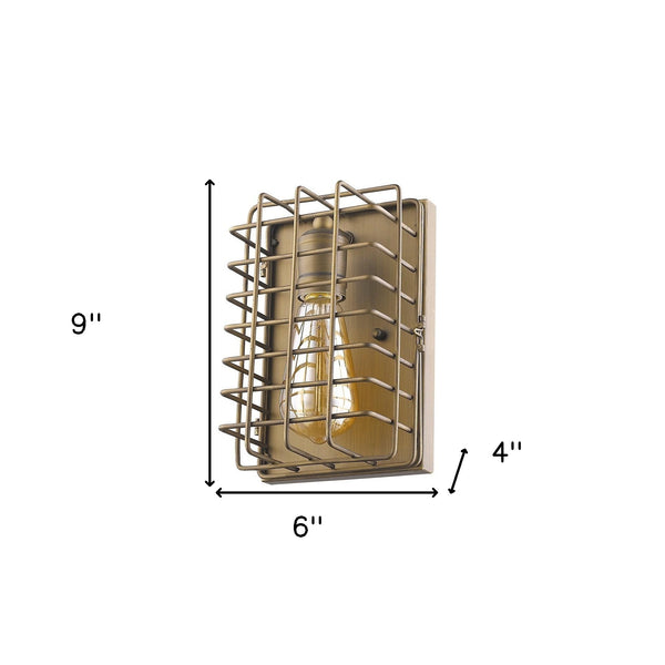 Homeroots Light Gold Cage Wall Sconce   398732