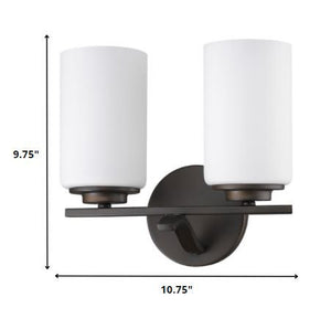 Homeroots Two Light Bronze And Glass Wall Sconce   398735