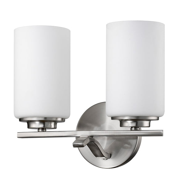 Homeroots Two Light Silver And Glass Wall Sconce   398736