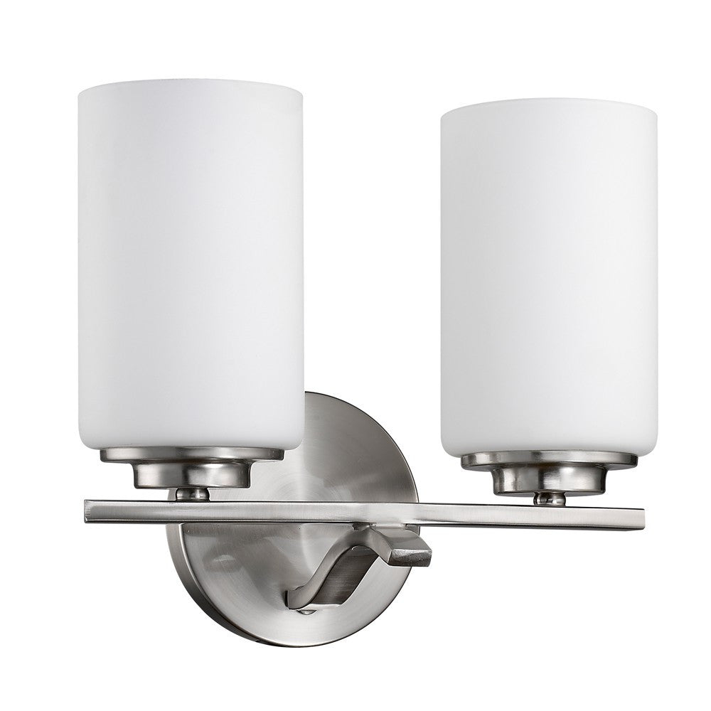 Homeroots Two Light Silver And Glass Wall Sconce   398736