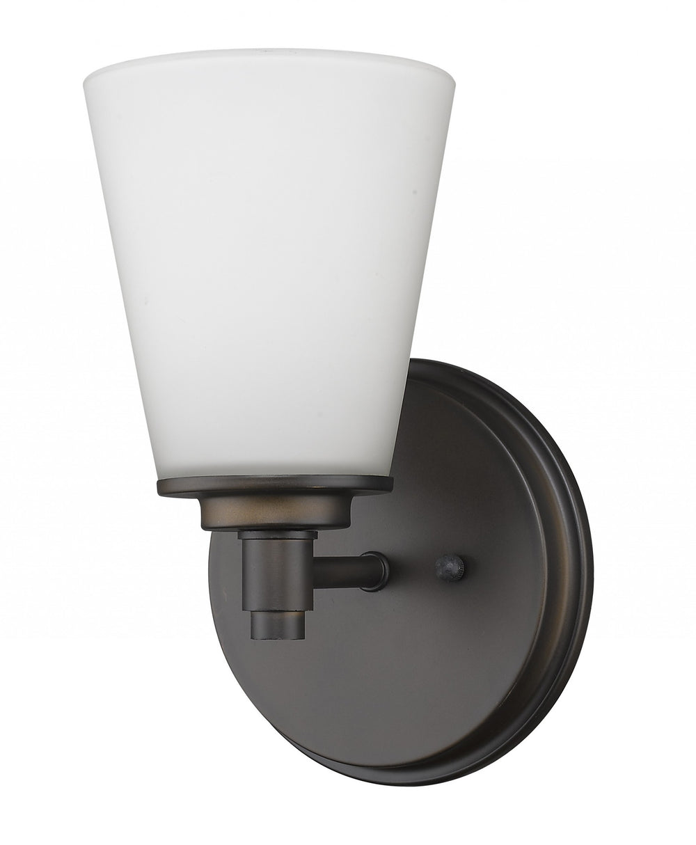 Homeroots Bronze Wall Light With Frosted Glass Shade   398739
