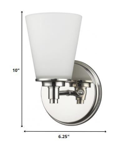 Homeroots Silver Wall Light With Frosted Glass Shade   398740