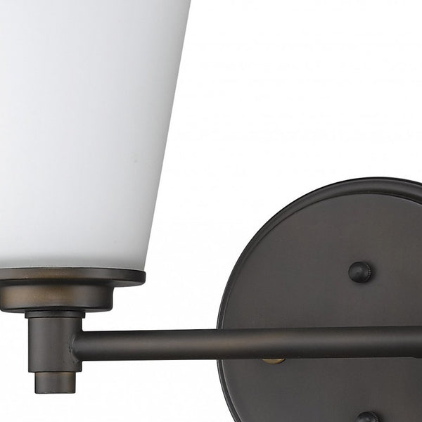 Homeroots Two Light Bronze Wall Light With Frosted Glass Shade   398741