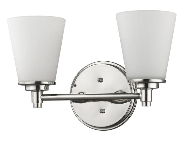 Homeroots Two Light Silver Wall Light With Frosted Glass Shade   398742
