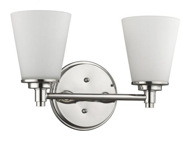 Homeroots Two Light Silver Wall Light With Frosted Glass Shade   398742