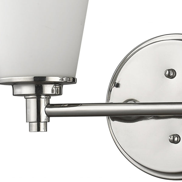 Homeroots Two Light Silver Wall Light With Frosted Glass Shade   398742