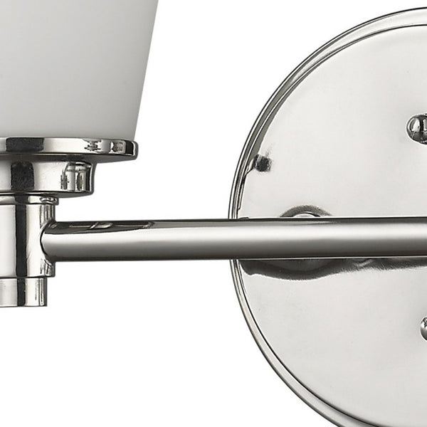 Homeroots Two Light Silver Wall Light With Frosted Glass Shade   398742