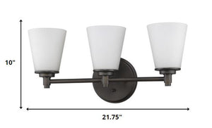 Homeroots Three Light Bronze Wall Light With Frosted Glass Shade   398743