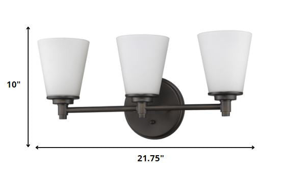 Homeroots Three Light Bronze Wall Light With Frosted Glass Shade   398743