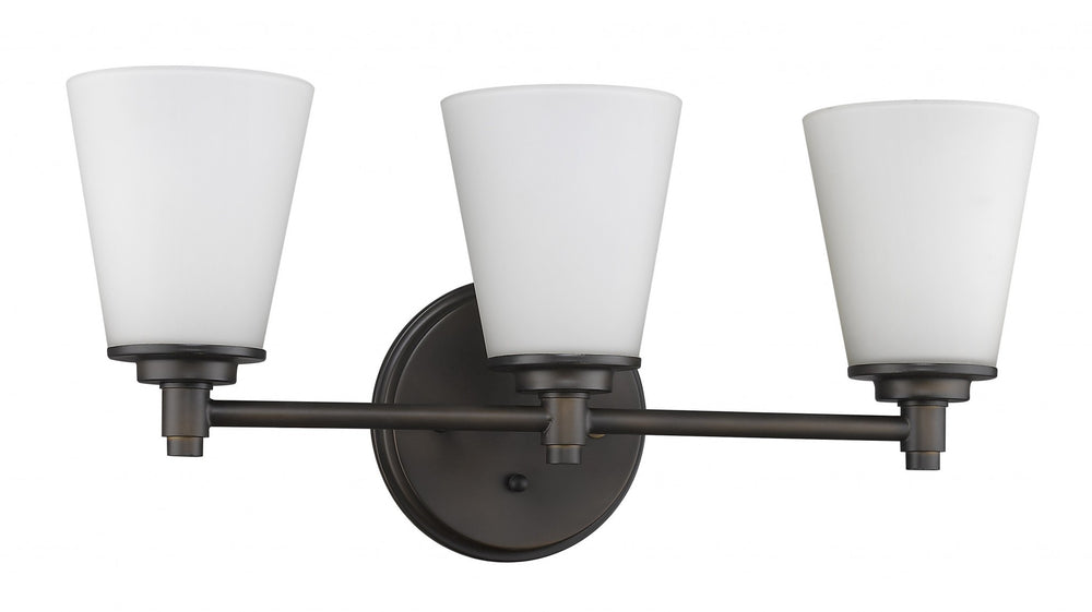 Homeroots Three Light Bronze Wall Light With Frosted Glass Shade   398743