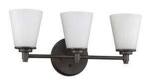 Homeroots Three Light Bronze Wall Light With Frosted Glass Shade   398743