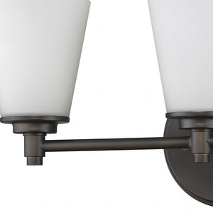 Homeroots Three Light Bronze Wall Light With Frosted Glass Shade   398743