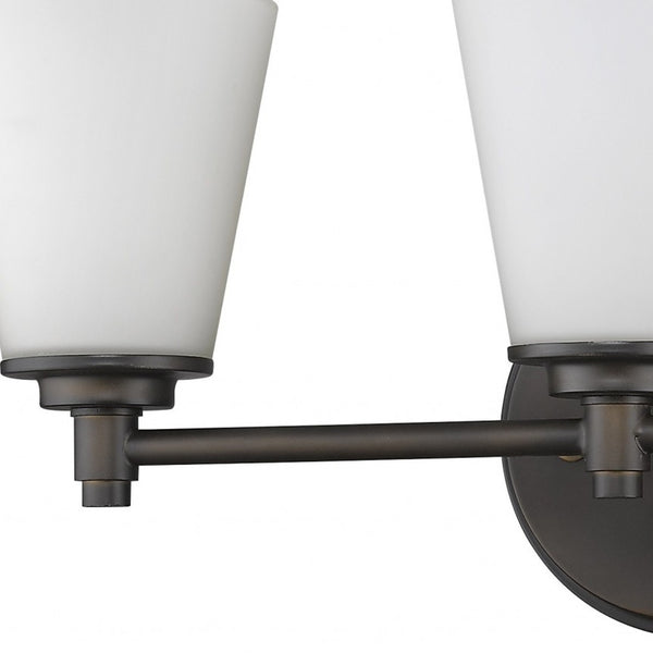 Homeroots Three Light Bronze Wall Light With Frosted Glass Shade   398743