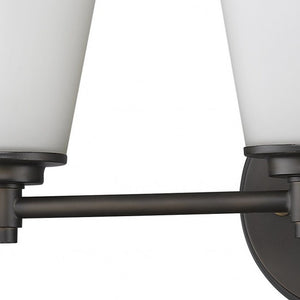 Homeroots Three Light Bronze Wall Light With Frosted Glass Shade   398743