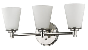 Homeroots Three Light Silver Wall Light With Frosted Glass Shade   398744