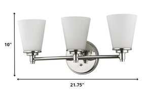 Homeroots Three Light Silver Wall Light With Frosted Glass Shade   398744