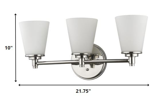 Homeroots Three Light Silver Wall Light With Frosted Glass Shade   398744