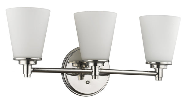 Homeroots Three Light Silver Wall Light With Frosted Glass Shade   398744