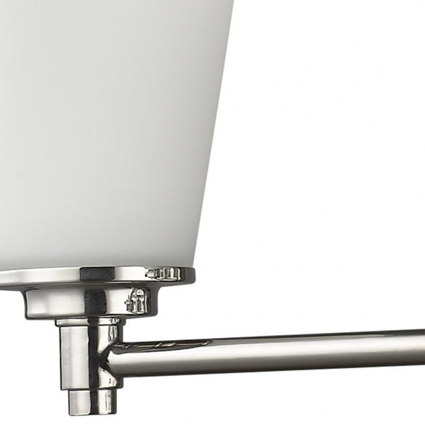 Homeroots Three Light Silver Wall Light With Frosted Glass Shade   398744