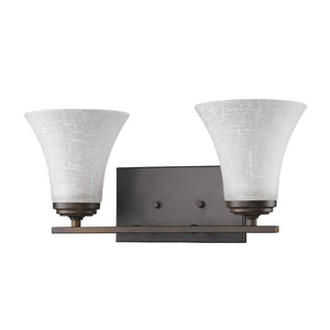 Homeroots Two Light Bronze Wall Light With Tapered Glass Shade   398749