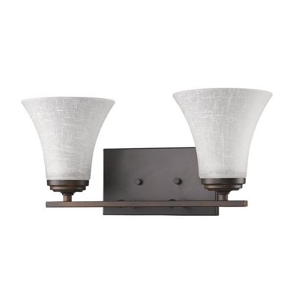 Homeroots Two Light Bronze Wall Light With Tapered Glass Shade   398749