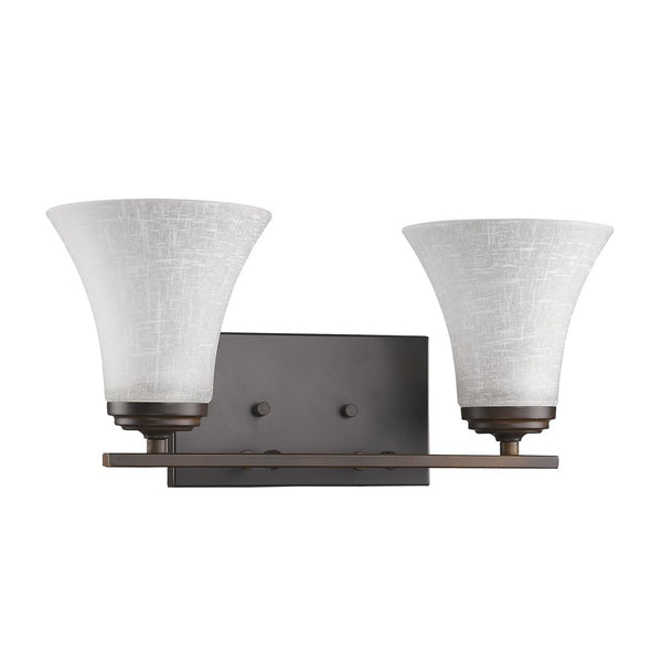 Homeroots Two Light Bronze Wall Light With Tapered Glass Shade   398749
