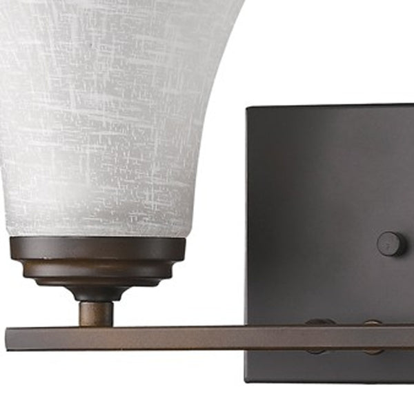 Homeroots Two Light Bronze Wall Light With Tapered Glass Shade   398749