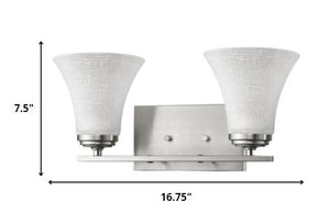 Homeroots Two Light Silver Wall Light With Tapered Glass Shade   398750